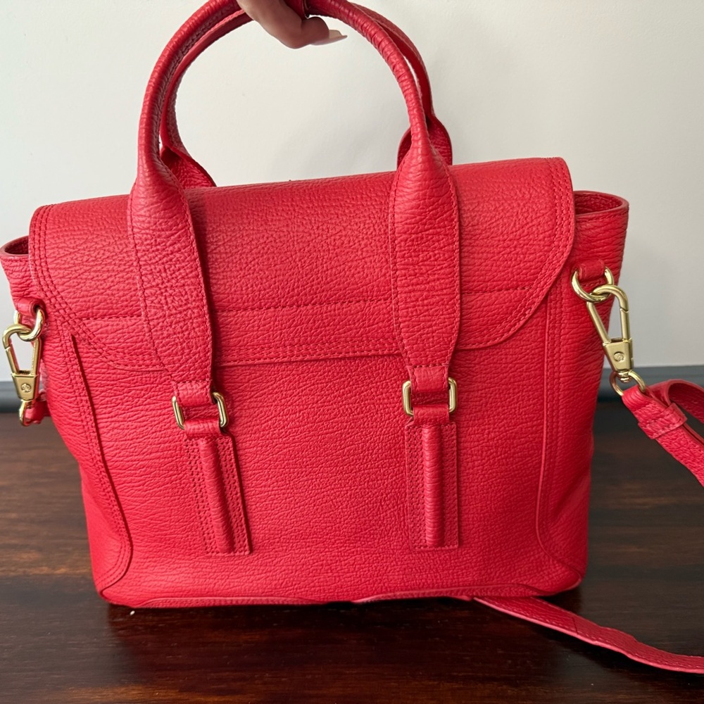 SOLD- 3.1 Phillip Lim Pashli Medium Satchel Red Pebbled Leather Crossbody Bag - Picture 4 of 11